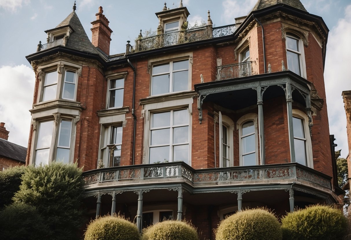 A grand Victorian mansion with ornate sash windows, showcasing the evolution of architectural styles through the ages